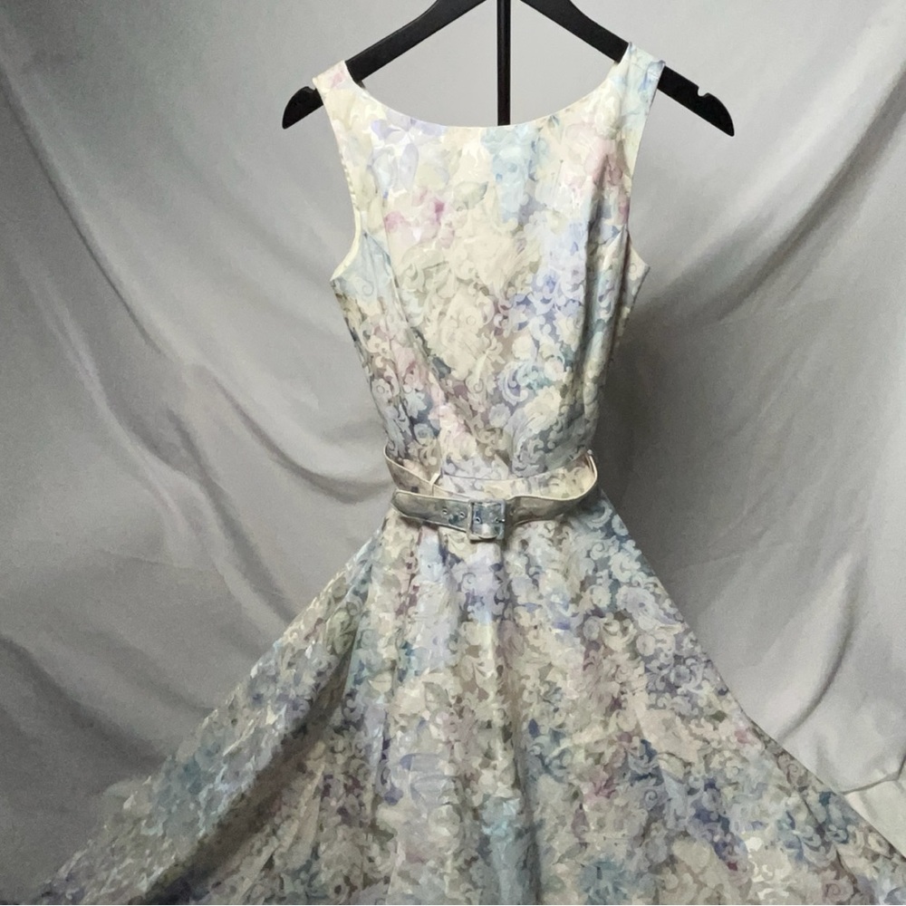 Jessica McClintock Floral Pastel Midi Dress